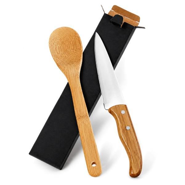 Conj. de faca 7" e colher em bambu special line - 2 pçs