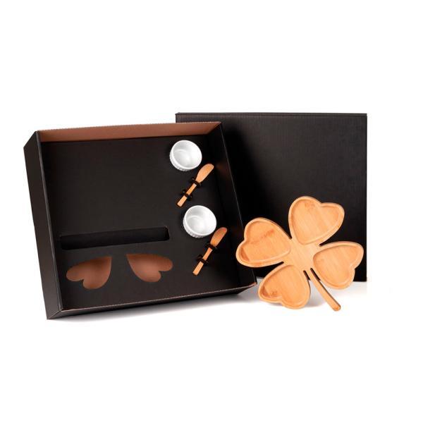 Kit petisco em bambu porcelana - 5pçs