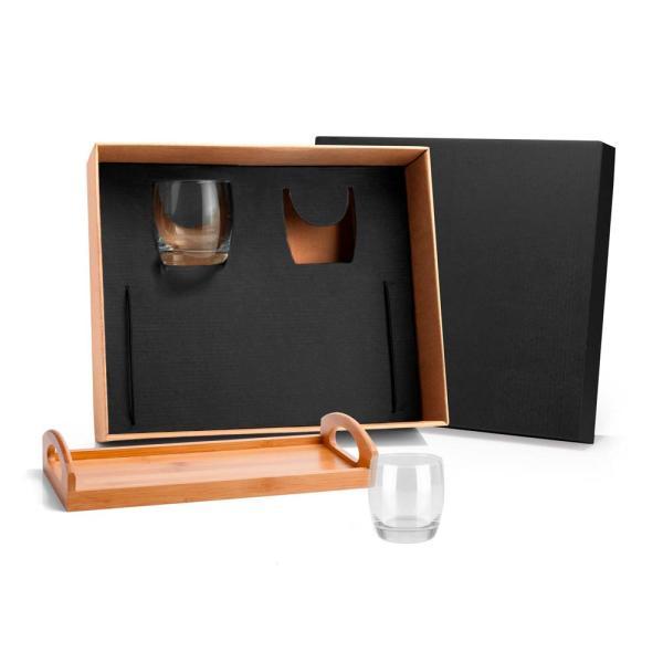 Kit whisky c bandeja e copos - 3 pçs