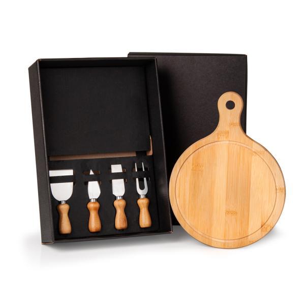 Kit para queijo em bambu madeira inox - 5 pçs
