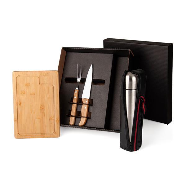 Kit para churrasco com garrafa térmica - 5 pçs