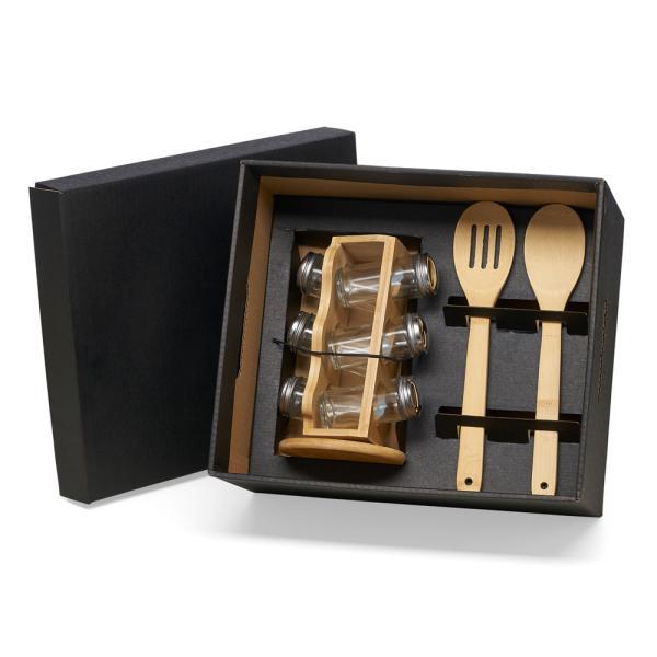 Kit porta condimentos e colheres - 3 peças