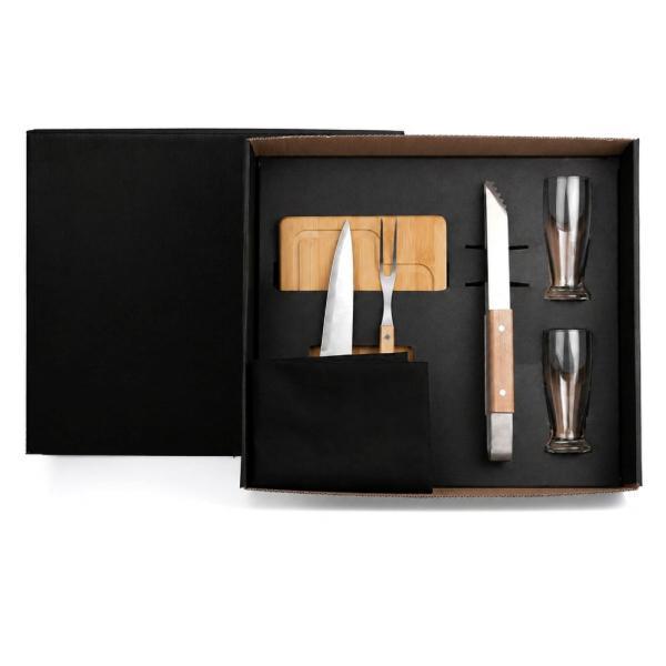 Kit para churrasco cerveja com pegador - 7 pçs