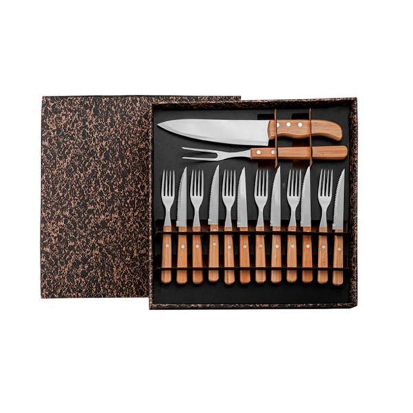 Conj. para churrasco c garfo, faca e talheres de mesa - 14 peças