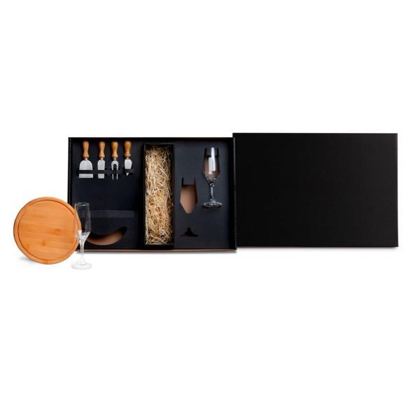 Kit queijo e champagne c espaço p garrafa - 7 pçs - não acompanha garrafa