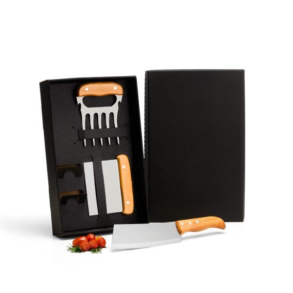Kit com cutelo, garfo e espátula - 3 pçs