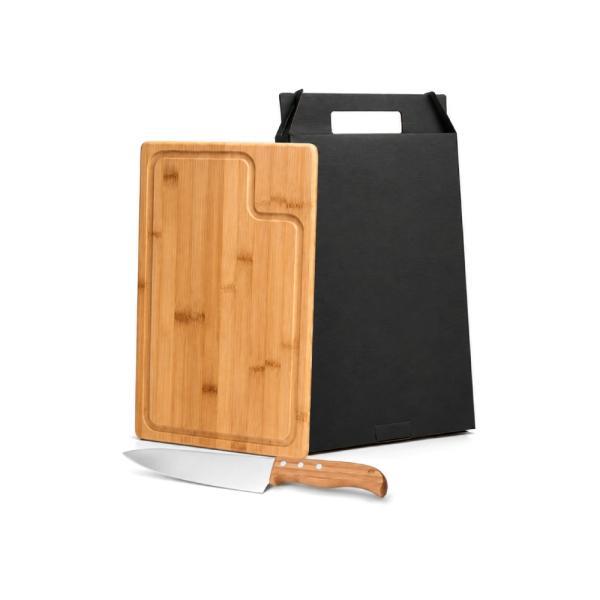 Conj. para churrasco em bambu madeira inox - 2 pçs