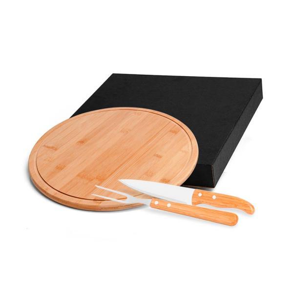 Conj. para pizza e churrasco em bambumadeirainox - 35cm - 3 pçs
