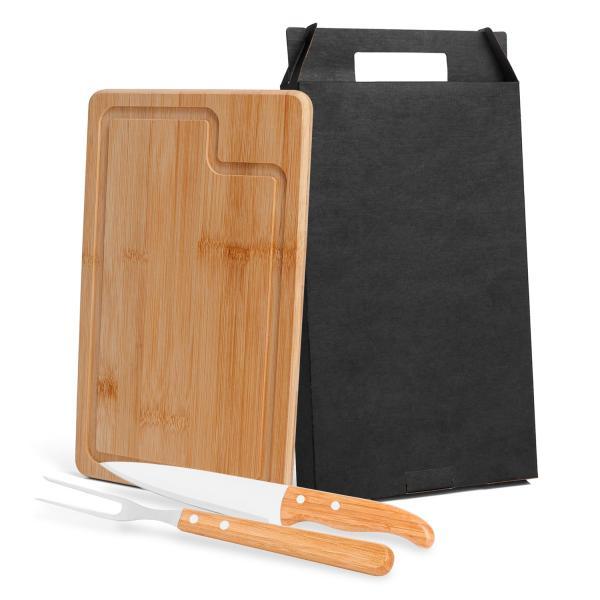 Conj. para churrasco em bambu madeira inox dallas - 3 pçs