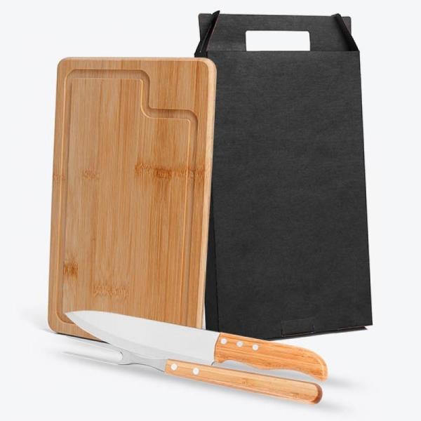 Conj. para churrasco em bambu madeira inox dallas - 3 pçs