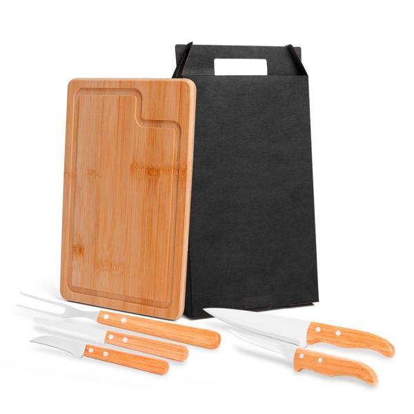 Conj. para churrasco em bambu madeira inox dallas - 6 pçs