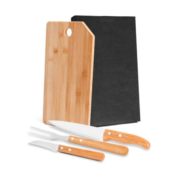 Conj. para cozinha em bambu madeira inox oregon - 4 pçs