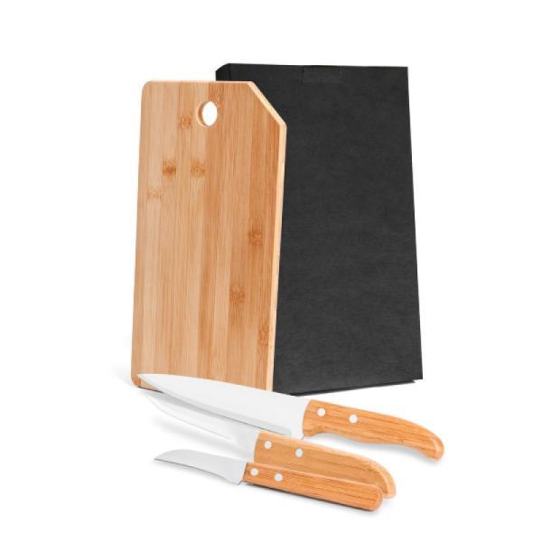 Conj. para cozinha em bambu madeira inox oregon - 4 pçs