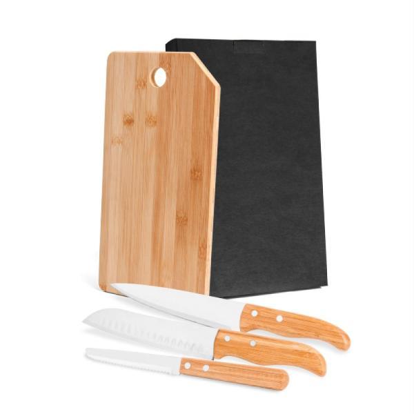 Conj. para cozinha em bambu madeira inox oregon - 4 pçs