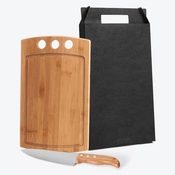 Conj. para churrasco em bambu madeira inox california - 2 pçs