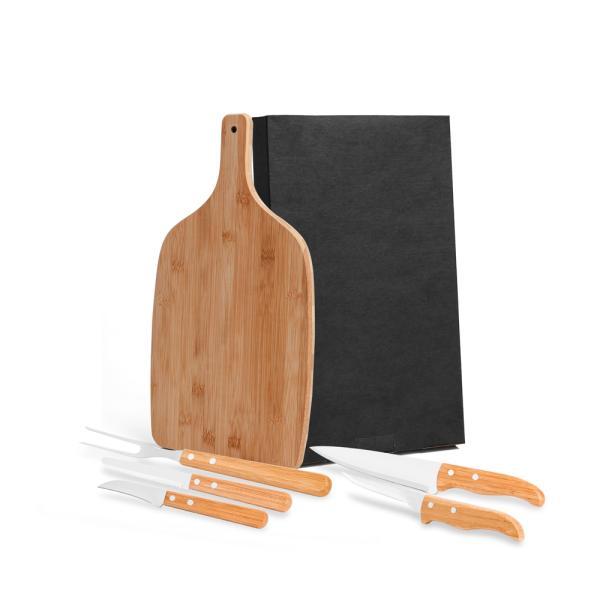 Conj. para cozinha em bambu madeira inox - 6 pçs