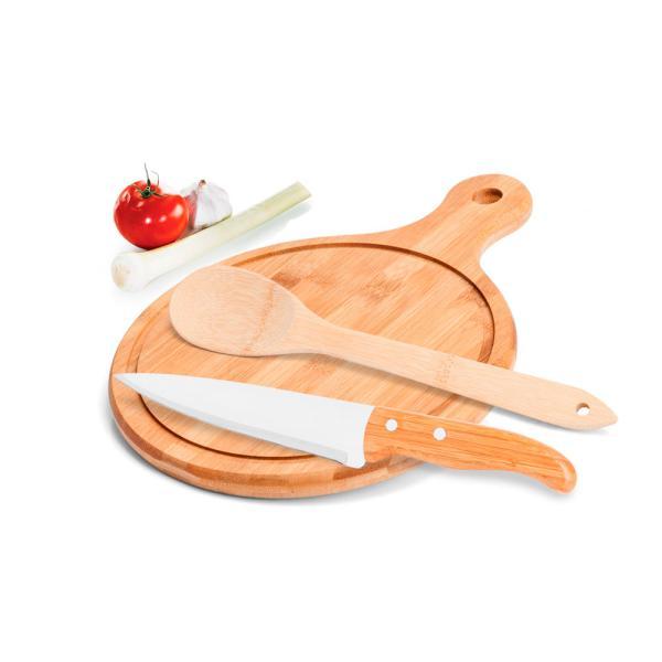 Conj. para cozinha em bambu inox - 3 pçs