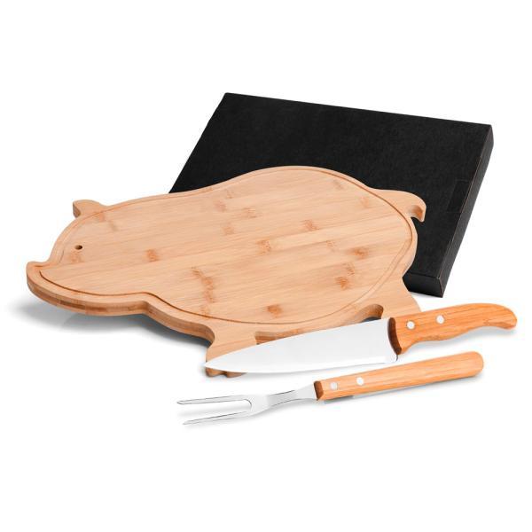Conj. para cozinha em bambu madeira inox - 3 pçs