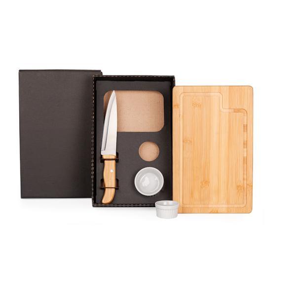 Kit para churrasco petisco em bambu porcelana - 4 pçs