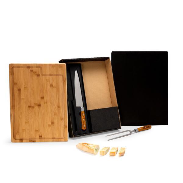 Conj. para churrasco premium em bambu madeira inox - 3 pçs