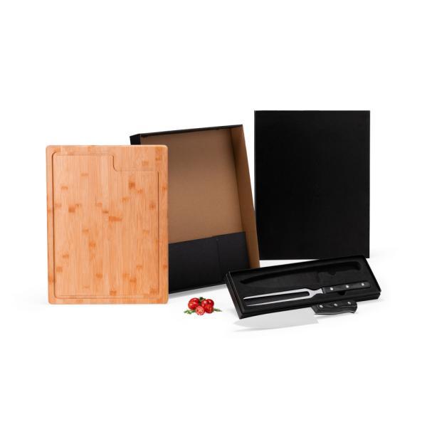 Conj. para churrasco premium em bambu madeira inox - 3 pçs