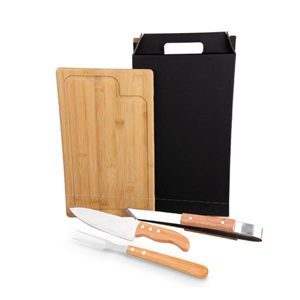 Conj. para churrasco com pegador - 4 pçs