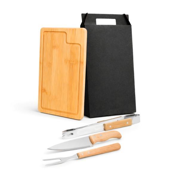 Conj. para churrasco com pegador - 4 pçs