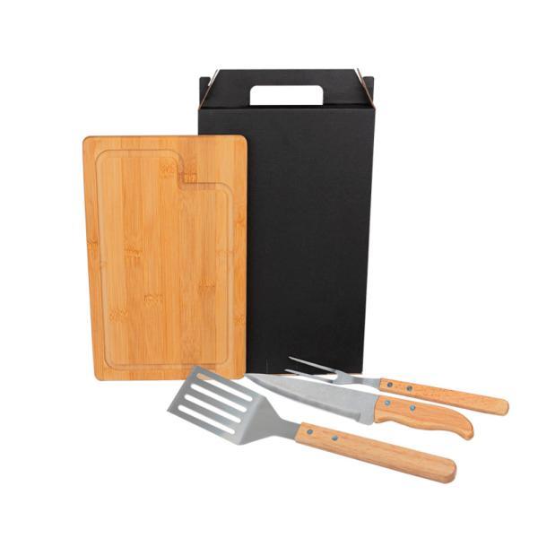 Conj. para churrascohambúrguer com espátula - 4 pçs