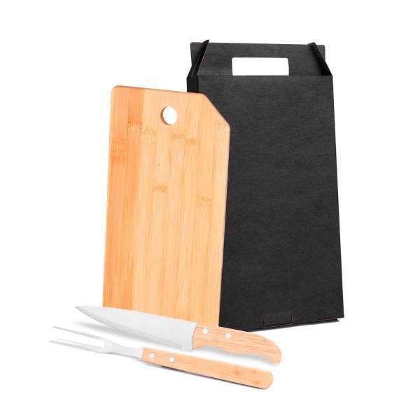Conj. para cozinha em bambu madeira inox - 3 pçs
