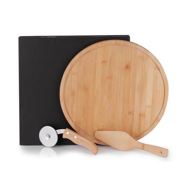 Conj. para pizza em bambu napoli 35 cm - 3 pçs