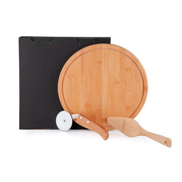 Conj. para pizza em bambu napoli 30 cm - 3 pçs