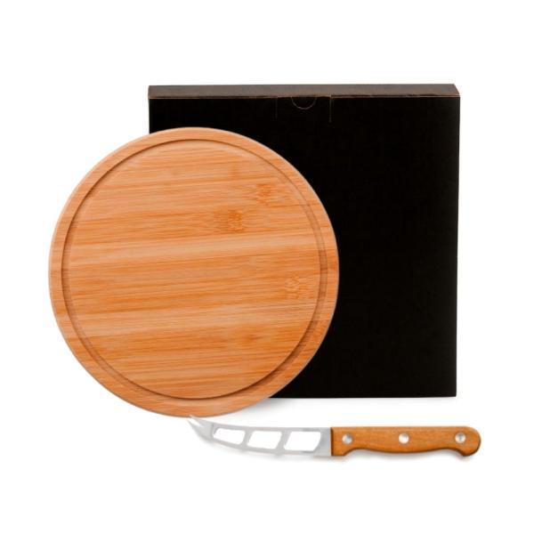 Conjunto para queijo em bambumadeirainox - 2 pçs