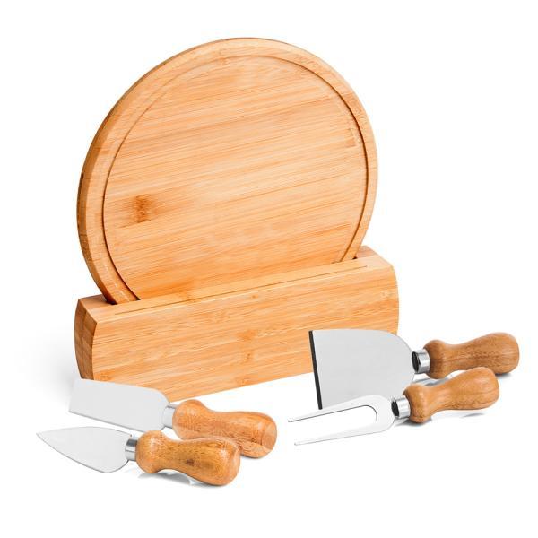 Conj. para queijo em bambu madeira inox córdoba - 6 pçs