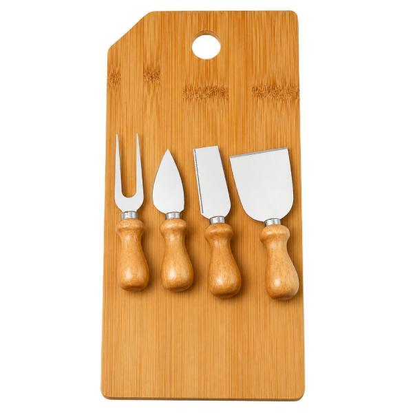 Conj. para queijo em bambu madeira inox oregon - 5 pçs