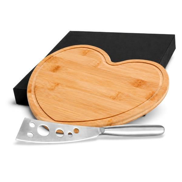 Conj. para queijo em bambu inox - 2 pçs