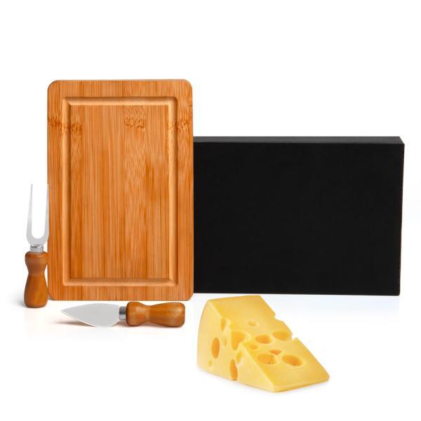 Conjunto para queijo em bambuinox - 3 pçs