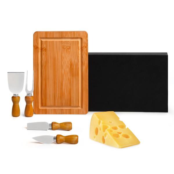 Conjunto para queijo em bambuinox - 5 pçs