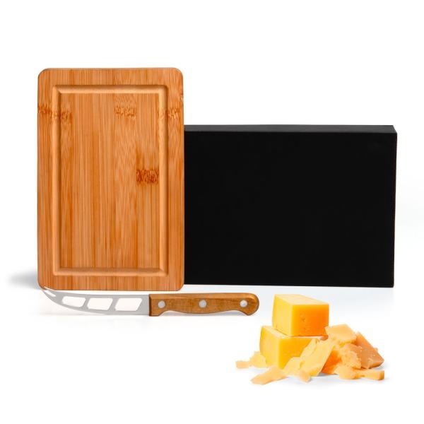 Conjunto para queijo em bambumadeirainox - 2 pçs
