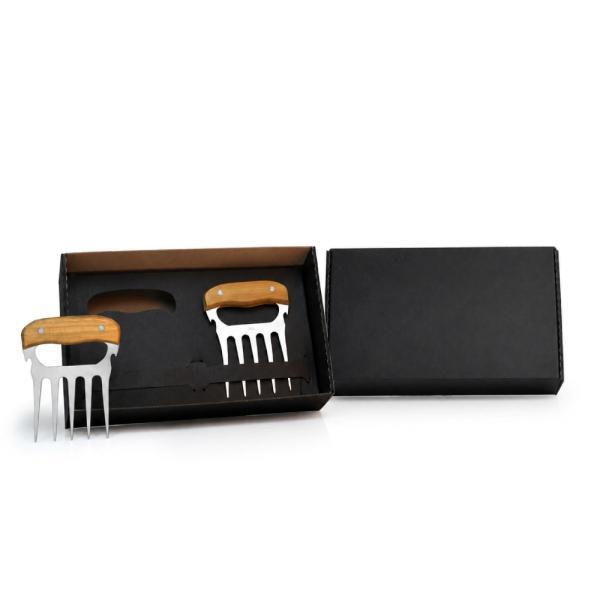 Garfos com 5 dentes em madeira - inox - 11,5x14,5cm - 2 pçs
