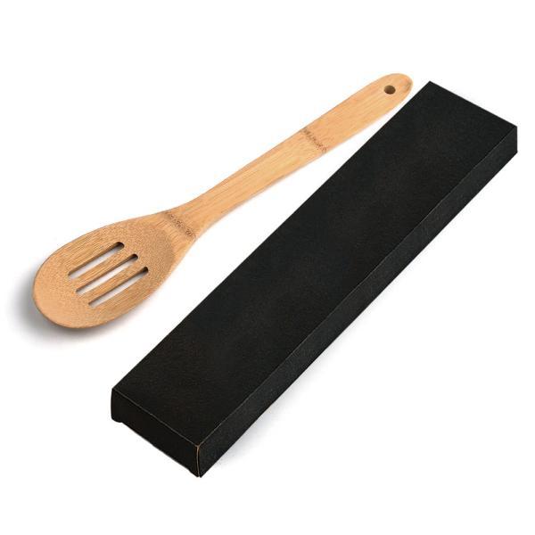 Colher perfurada em bambu utility - 30 cm com embalagem