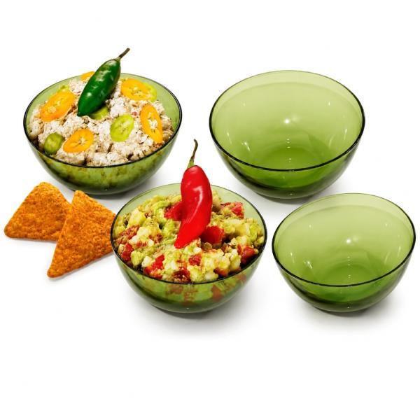 Tigelas em vidro verde - 4 pçs - 0,35 l