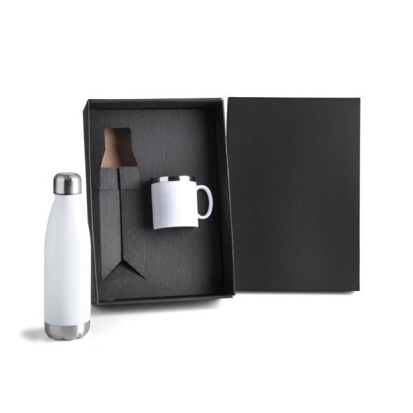 Kit com garrafa e caneca branca