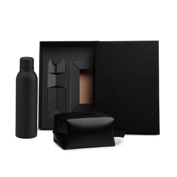 Kit garrafa e necessaire - preto - 2 pçs