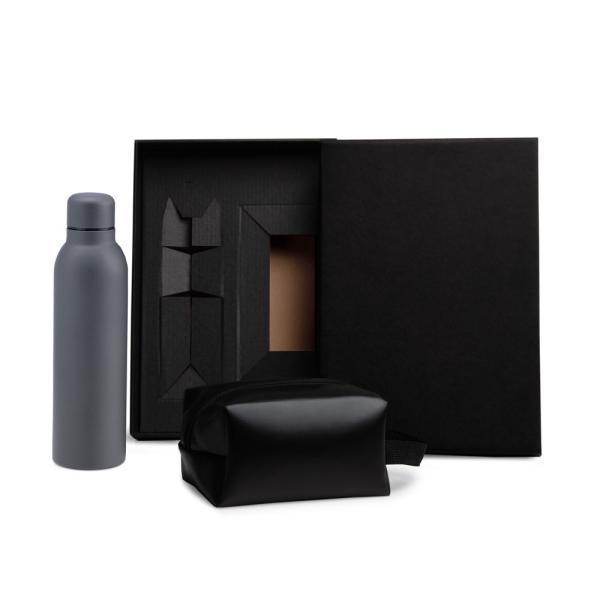 Kit garrafa e necessaire - cinzapreto - 2 pçs