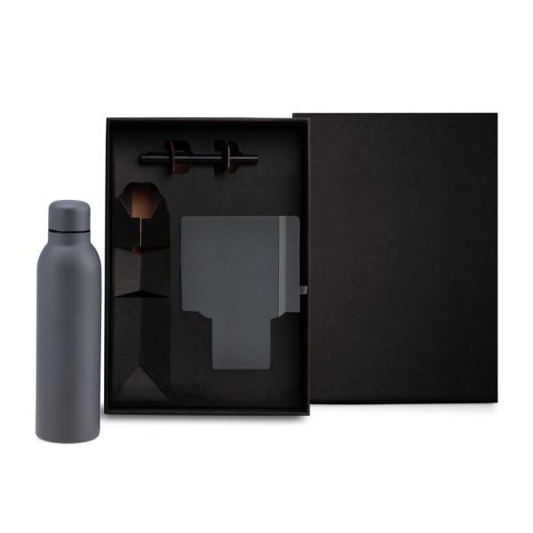 Kit garrafa, caderno e caneta - 3 pçs