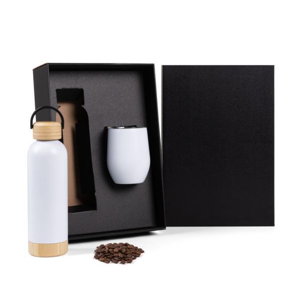 Kit garrafa e copo térmico - branco - 2 pçs