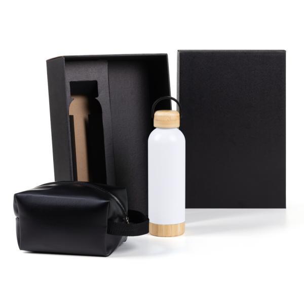 Kit garrafa e necessaire - brancopreto - 2 pçs