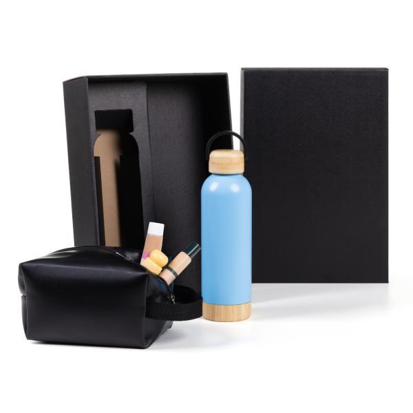 Kit garrafa e necessaire - azulpreto - 2 pçs