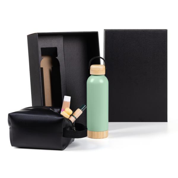 Kit garrafa e necessaire - verdepreto - 2 pçs