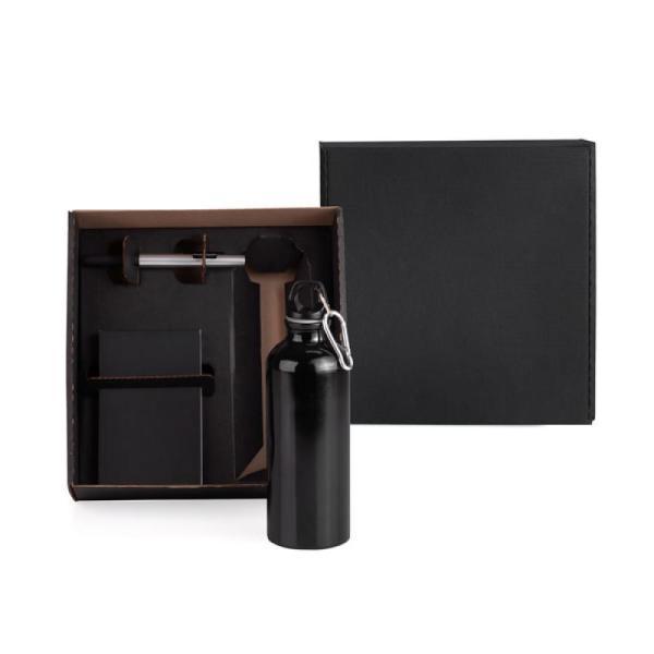 Kit com squeeze, caneta e bloco - 3 pçs